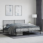 Metal Bed Frame without Mattress with Footboard Black 183x213cm 374460
