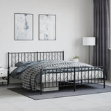 Metal Bed Frame without Mattress with Footboard Black 183x213cm 374460
