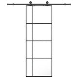 Sliding Door with Hardware Set Black 76x205 cm ESG Glass 3375808