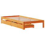 ZNTS Bed Frame with Drawers without Mattress Wax Brown 100x200 cm 3301964