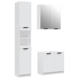 3 Piece Bathroom Cabinet Set White Engineered Wood 3115876