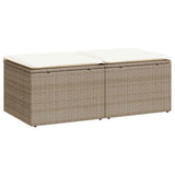 2 Piece Garden Sofa Set with Cushions Beige Poly Rattan Acacia 3328661