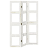 Room Divider 3 Panels White Solid Wood Paulownia 358685