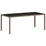 Garden Table with Glass Top Light Grey 190x90x75 cm Poly Rattan 368128