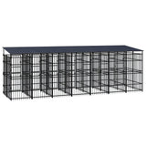 Outdoor Dog Kennel with Roof Steel 12.9 m 3097952