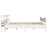 Bed Frame with Headboard White 200x200 cm Solid Wood Pine 3306292