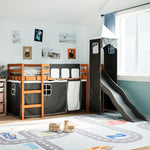 Kids' Loft Bed with Tower White&Black 80x200 cm Solid Wood Pine 3309125
