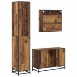 Bathroom Furniture Set with Door 3 pcs Old Wood Engineered Wood 3402396