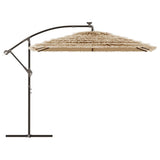 Garden Parasol with with LEDs and Steel Pole Brown 269x269x235 cm 4005087