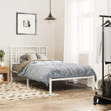 Metal Bed Frame without Mattress with Headboard White 100x200cm 376368