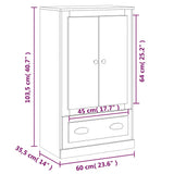 Highboard White 60x35.5x103.5 cm Engineered Wood 816296
