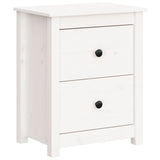 ZNTS Bedside Cabinet White 50x35x61.5 cm Solid Wood Pine 813681