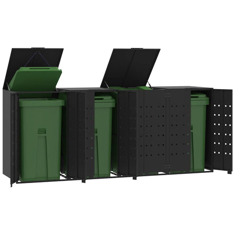 Wheelie Bin Storage for 4 Bins Black 276x79x117 cm Steel 3279979