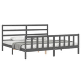 Bed Frame without Mattress Grey 200x200 cm Solid Wood Pine 3191928