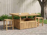 Garden Coffee Table Solid Acacia Wood Height Adjustable White 901708