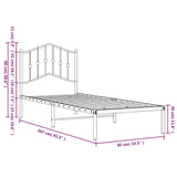 Metal Bed Frame without Mattress with Headboard Black 80x200cm 373780