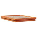 LED Bed Frame without Mattress Wax Brown 150x200 cm King Size Solid Wood 844415