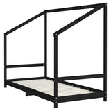 Kids Bed Frame Black 2x cm Solid Wood Pine 3200591