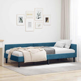 Corner Bed Frame with Headboard Blue 90 cm x 190 cm Velvet 42016143