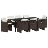 Garden Dining Set 9 pcs Brown Poly Rattan 3380604