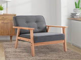 Minimalistic Wooden Frame Accent Chair, with Padded Seat - Dark Grey T3398P328118