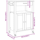 Kitchen Trolley MONZA Black 60 x 40 x 88.5 cm Solid Pine Wood 42027037