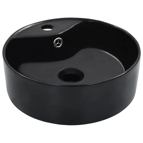 Wash Basin with Overflow 36x13 cm Ceramic Black 143912