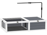 Tortoise Table with Adjustable Lamp Holder, Wooden Tortoise House w/ Openable Lids, Pull-Out Trays T3398P376101
