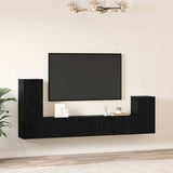 Wall TV Cabinet Wall-mounted 3 pcs Black Oak Engineered Wood 3393478