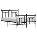 Bed Frame Black Powder-Coated Steel Small Double Metal Bed Frame 353552