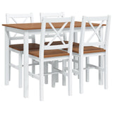5 Piece Dining Set Brown and White 240884