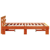 Bed Frame with Headboard Wax Brown 120 x 200 cm Solid Pine Wood 872445