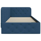 Corner Bed Frame with Headboard Blue 90 x 200 cm Fabric 42016502