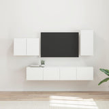 TV Wall Cabinet Set Wall-mounted 4 pcs White Engineered Wood 3408934