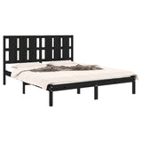 Bed Frame without Mattress Black 150x200 cm King Size Solid Wood 3105609