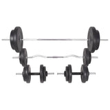 Workout Bench with Weight Rack, Barbell and Dumbbell Set 90 kg 275371