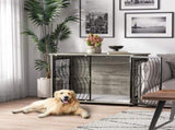 Dog Crate Furniture End Table w/ Plush Washable Cushion, Lockable Door, for Large Dogs T3398P376379