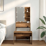 Dressing Table Set with LED Old Wood Engineered Wood 3329187