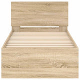 Bed Frame without Mattress with Headboard Sonoma Oak 90x190 cm Single 838654