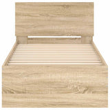 Bed Frame without Mattress with Headboard Sonoma Oak 75x190 cm Small Single 838661
