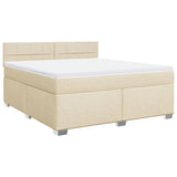 Box Spring Bed with Mattress Cream 180x200 cm Fabric 3285972