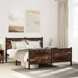 Metal Bed Frame without Mattress Smoked Oak 150x200 cm King Size 3301353