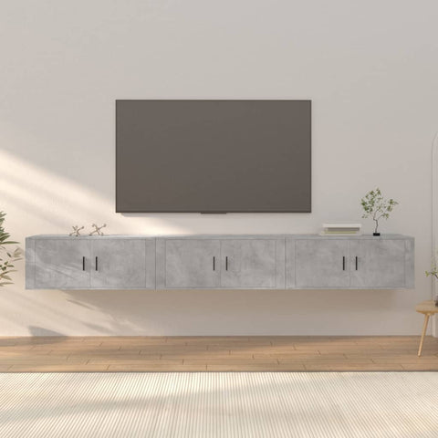 Wall-mounted TV Cabinets 3 pcs Concrete Grey 100x34.5x40 cm 3188378