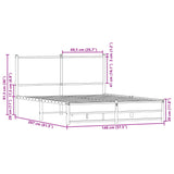 Metal Bed Frame without Mattress Sonoma Oak 140x200 cm 4007887