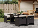 5 Piece Garden Dining Set with Cushions Black Poly Rattan 3210534