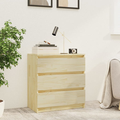 ZNTS Bedside Cabinet 60x36x64 cm Solid Pinewood 808093