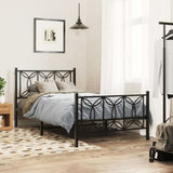 ZNTS Metal Bed Frame without Mattress with Footboard Black 100x190cm 376140