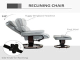 360&deg Swivel Recliner Chair with Footstool, PU Leather Manual Recliner Armchair with Solid Wood T3398P343500