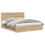 Bed Frame with Drawer Sonoma Oak 180 x 200 cm Engineer Wood 3410158