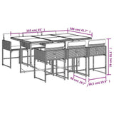 7 Piece Garden Dining Set with Cushions Light Grey Poly Rattan 3211271
